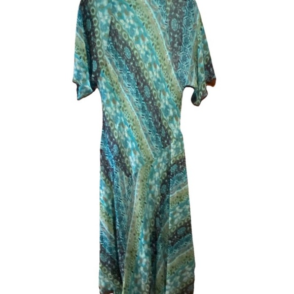 Lane Bryant Floral V-Neck Faux Wrap Midi Dress Blue 16 - Picture 4 of 11
